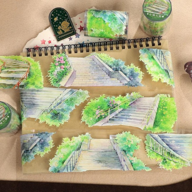 Stone steps at garden PET TAPE