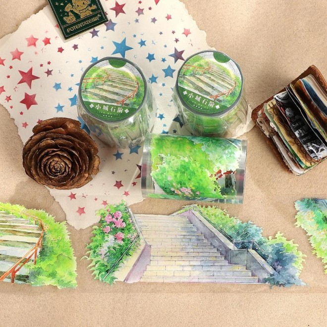 Stone steps at garden PET TAPE