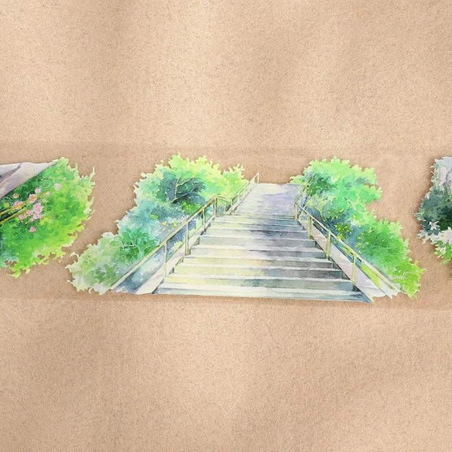 Stone steps at garden PET TAPE