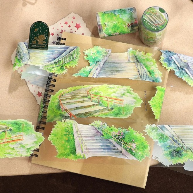 Stone steps at garden PET TAPE