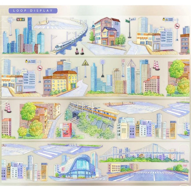 City scenery Die-cut PET tape