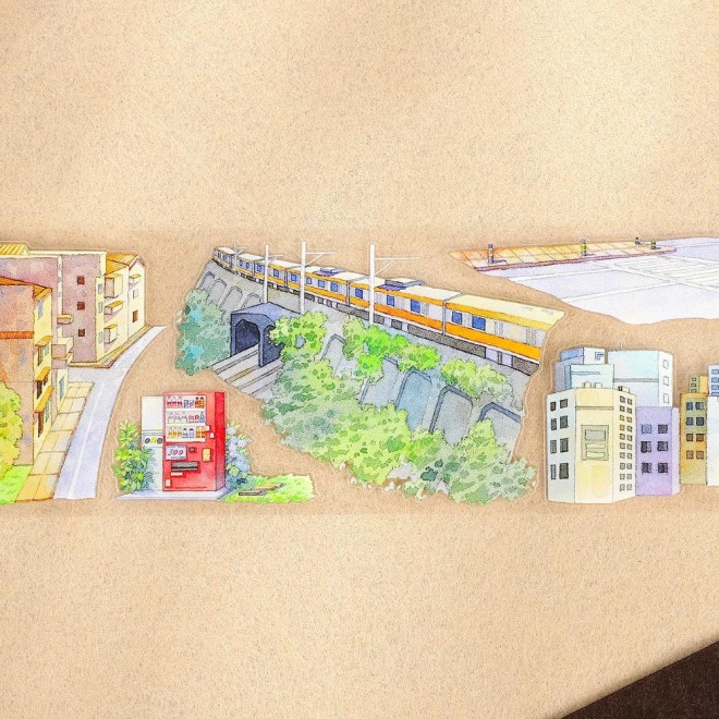 City scenery Die-cut PET tape