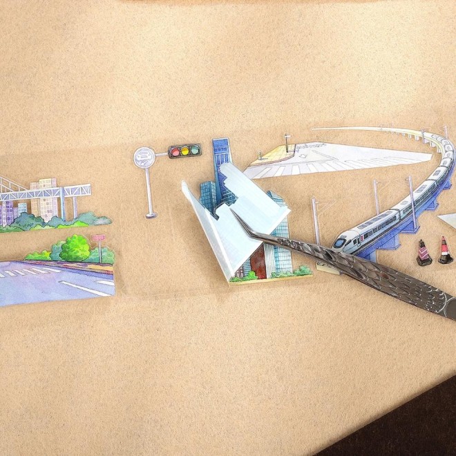 City scenery Die-cut PET tape