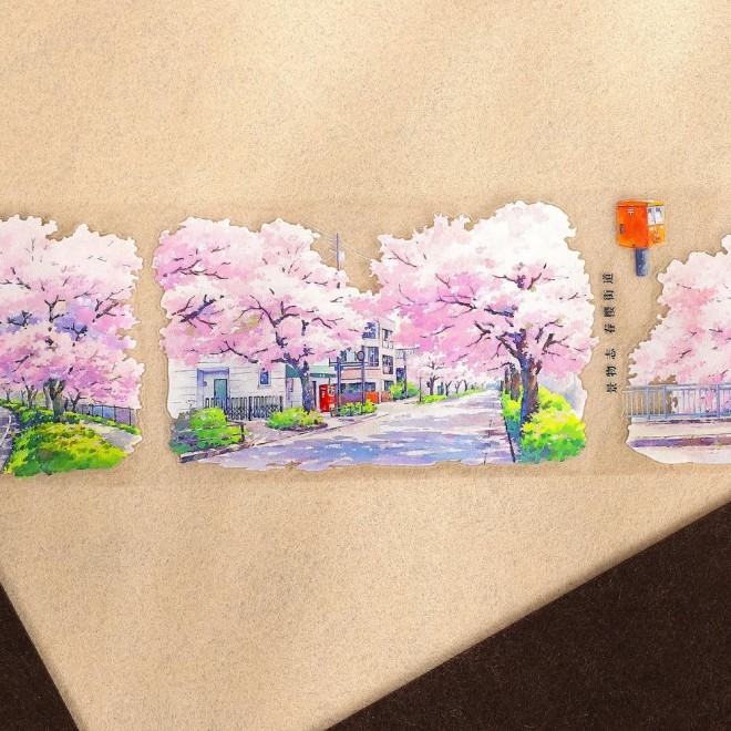 Japanese Spring Blossom Die-cut PET tape