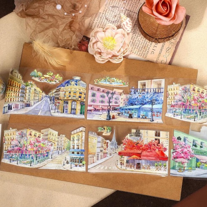 Colourful Paris Streets Die-cut PET tape