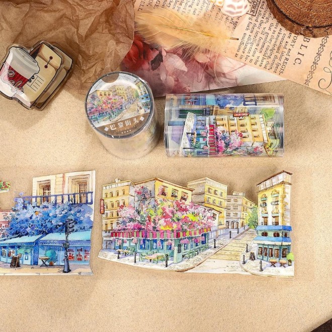 Colourful Paris Streets Die-cut PET tape
