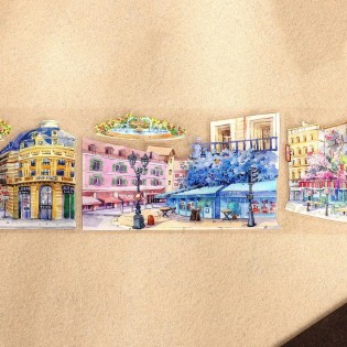 Colourful Paris Streets Die-cut PET tape