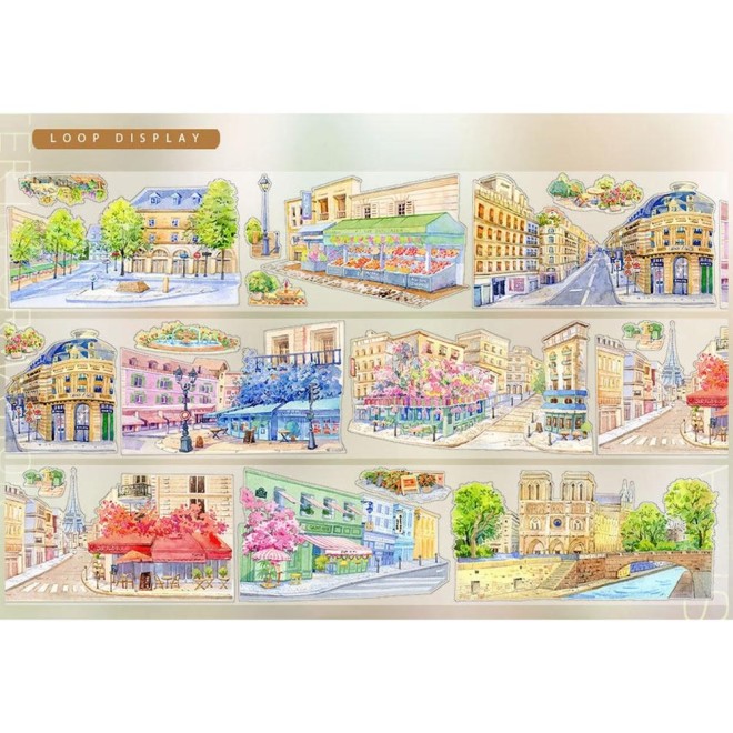 Colourful Paris Streets Die-cut PET tape