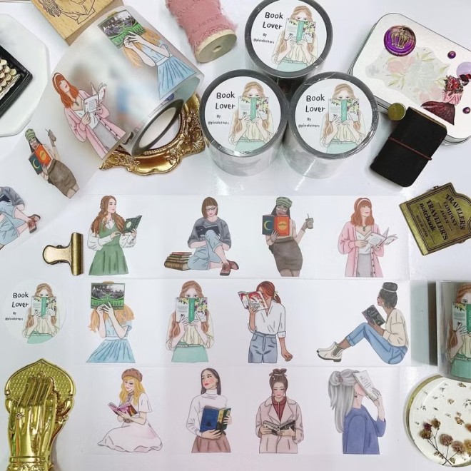 BOOK LOVER girls MATTE PET TAPE