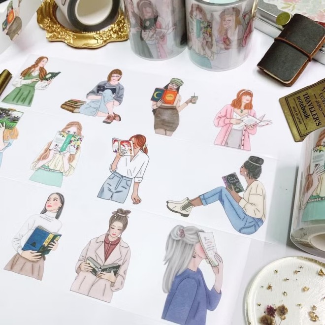 BOOK LOVER girls MATTE PET TAPE