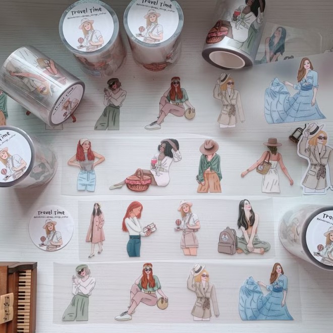 Travel Time girl Matte PET tape