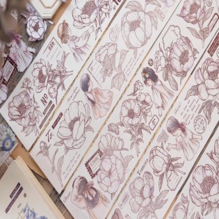 Retro Flower Character PET tape