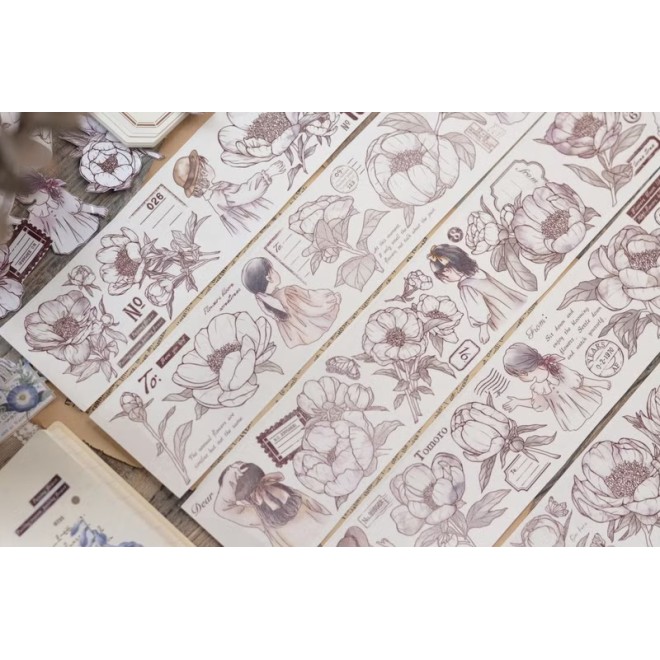 Retro Flower Character PET tape