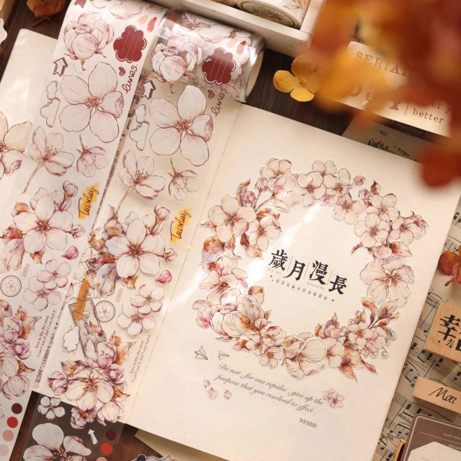 Retro Begonia floral PET tape