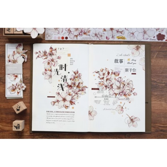 Retro Begonia floral PET tape