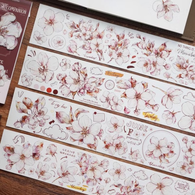 Retro Begonia floral PET tape