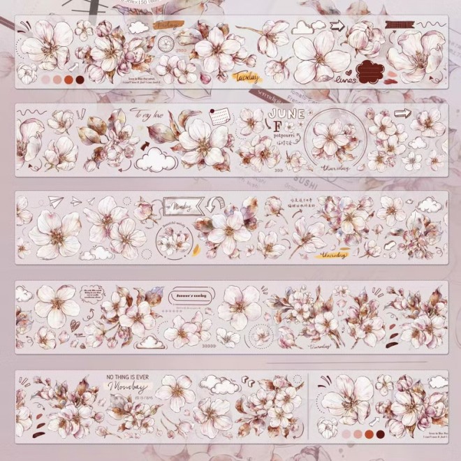 Retro Begonia floral PET tape