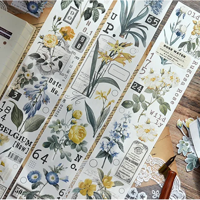 Retro Mixed Flower PET tape
