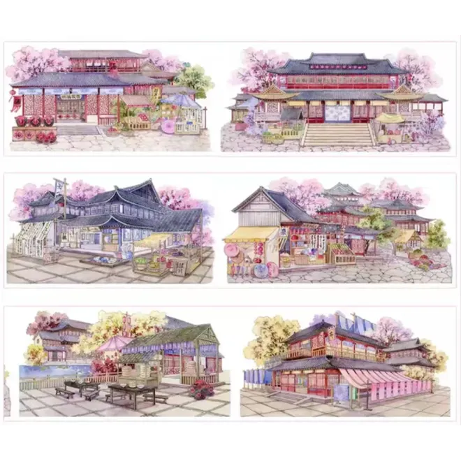 Chinese retro Architecture 5 PET tape