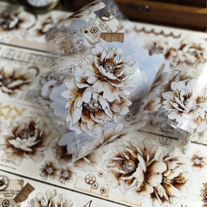 Dusty pearl roses PET TAPE