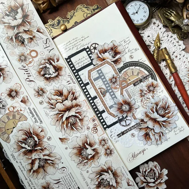 Dusty pearl roses PET TAPE