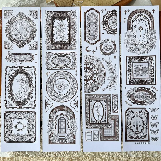 Brown Floral Frame PET tape