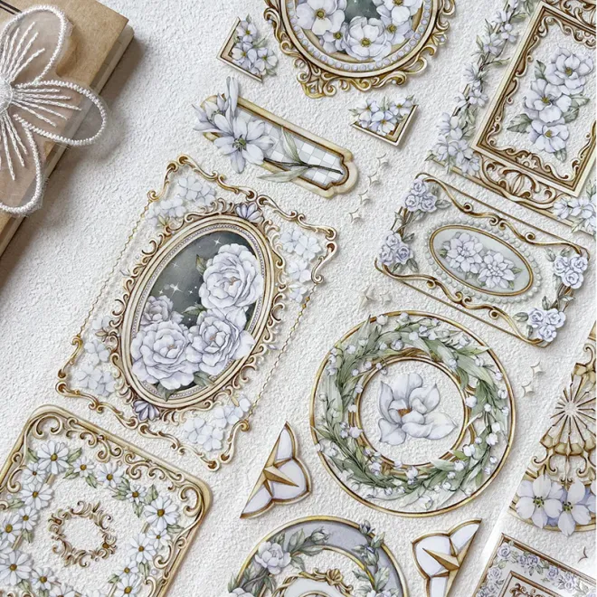 Green Floral Frame PET tape