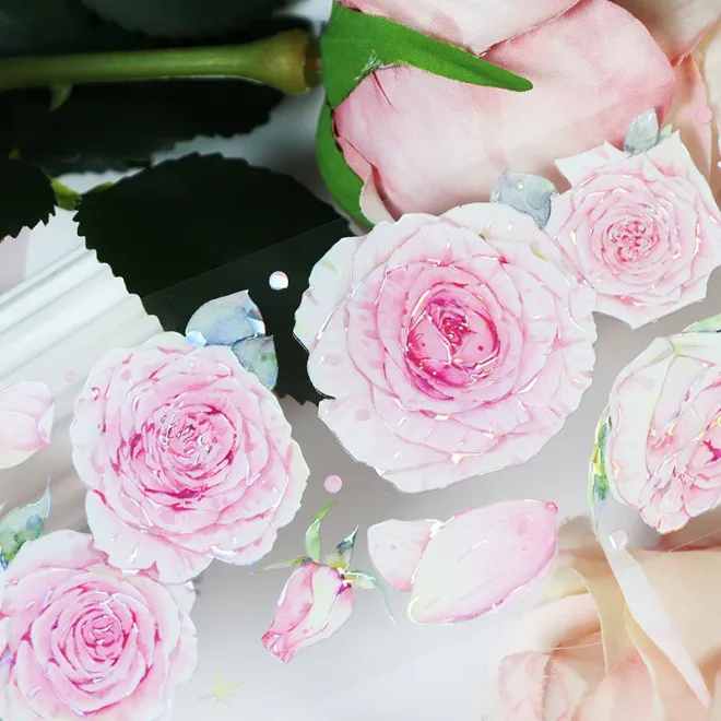 Pinky Rose Flower PET tape