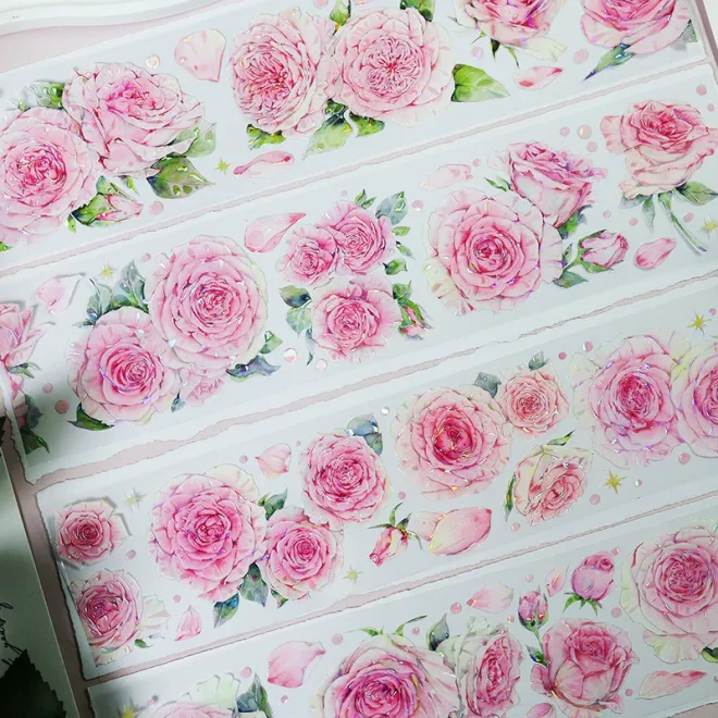 Pinky Rose Flower PET tape