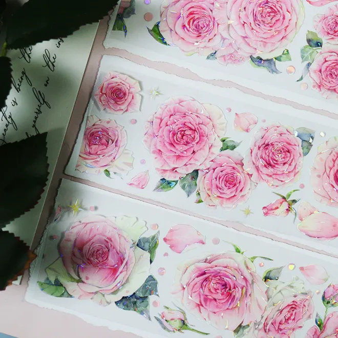 Pinky Rose Flower PET tape