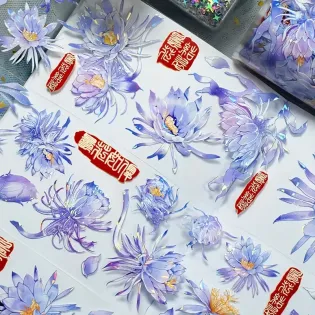 Violet blooms at night Glossy pet Tape