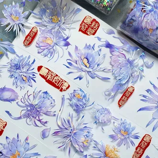 Violet blooms at night Glossy pet Tape