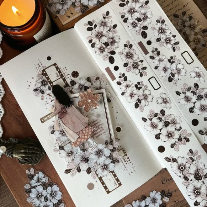 Elegant black flower pet tape