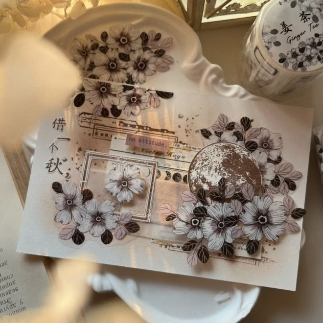 Elegant black flower pet tape