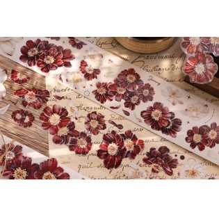 CRIMSON RED GOLD Flower PET TAPE