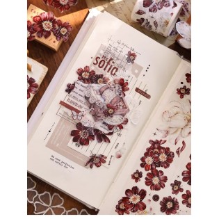 CRIMSON RED GOLD Flower PET TAPE