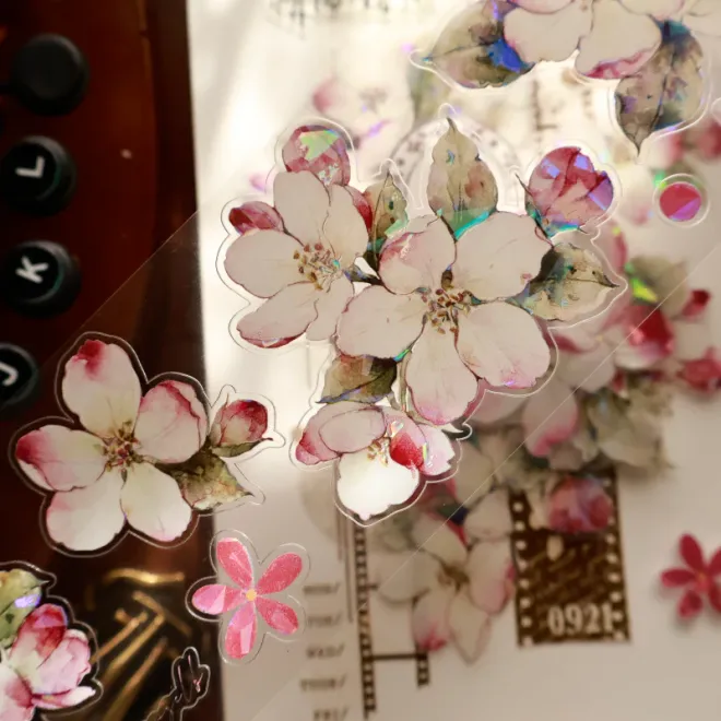 Pink begonia flower die cut PET TAPE 