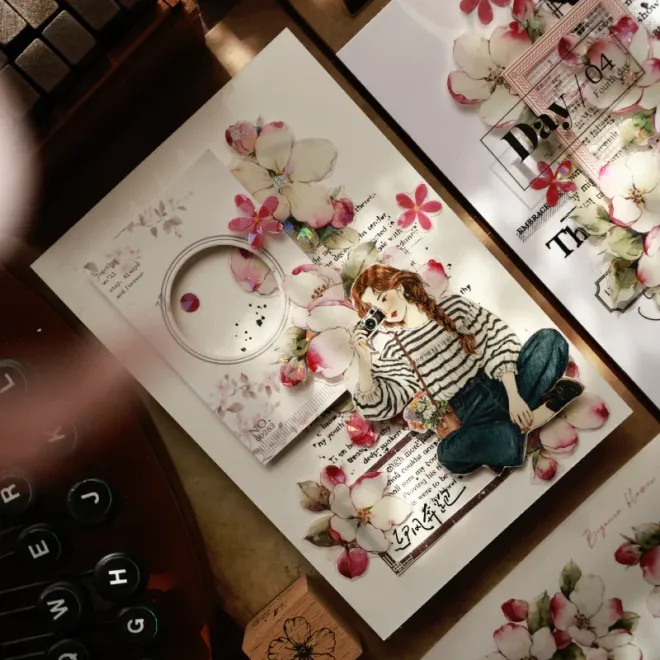 Pink begonia flower die cut PET TAPE 