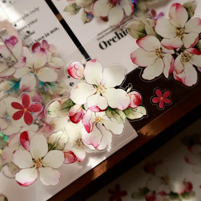 Pink begonia flower die cut PET TAPE 