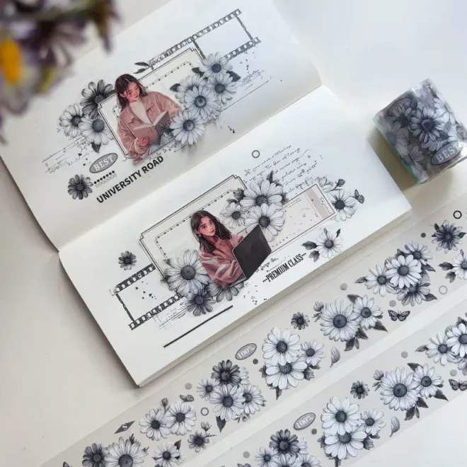 Monochromatic Chrysanthemum Die cut PET TAPE