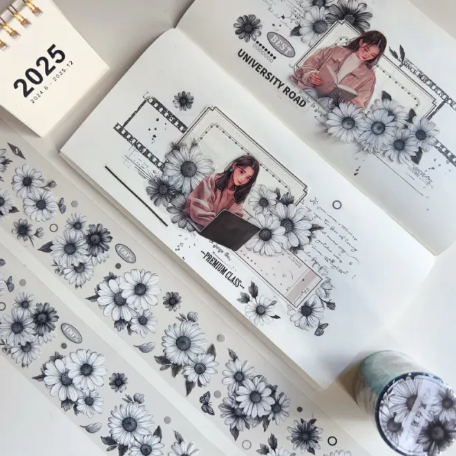 Monochromatic Chrysanthemum Die cut PET TAPE