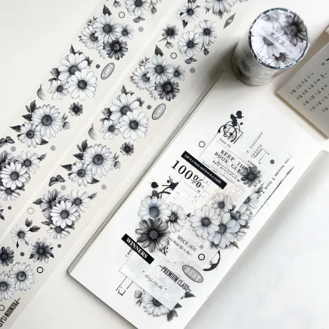 Monochromatic Chrysanthemum Die cut PET TAPE