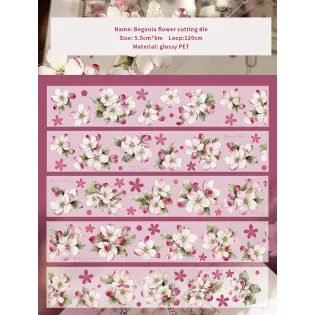 Pink begonia flower die cut PET TAPE 