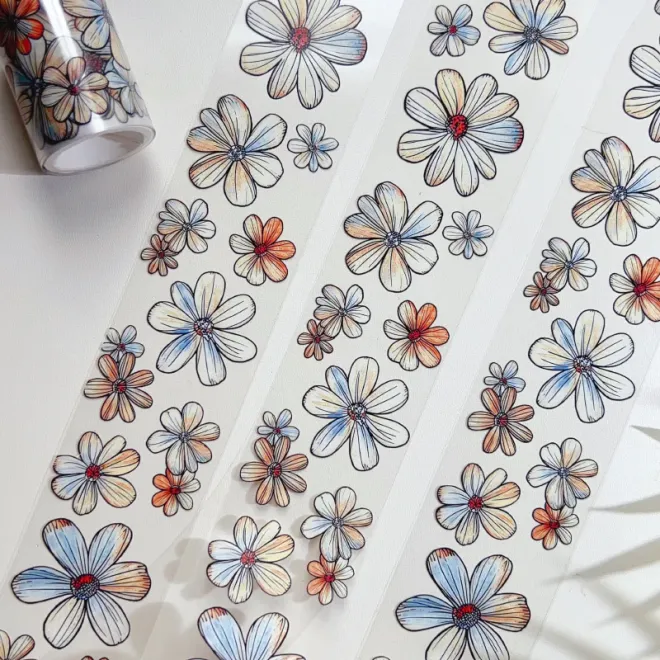 Colourful petals die cut PET TAPE 