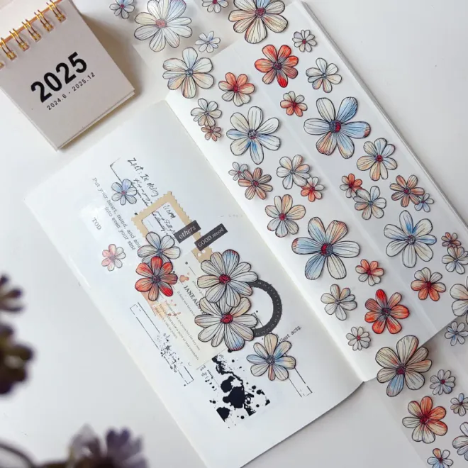 Colourful petals die cut PET TAPE 