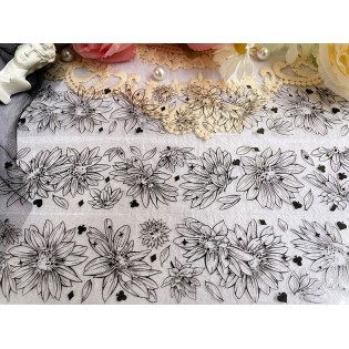 BLACK WHITE FLOWER  in memory PET TAPE 