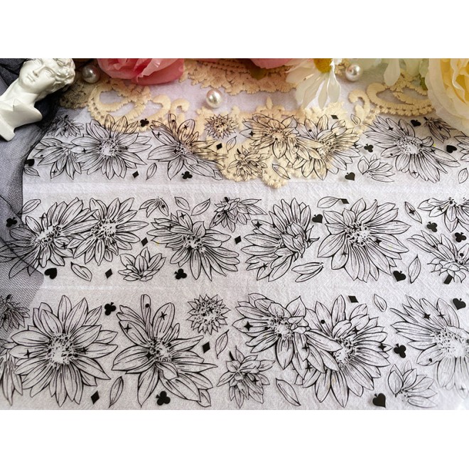 BLACK WHITE FLOWER  in memory PET TAPE 