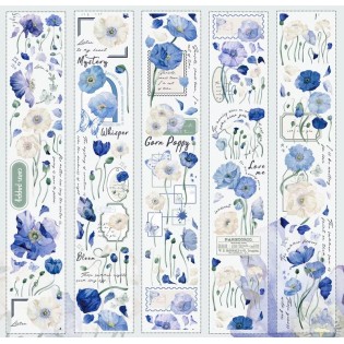 Blue poppy flower PET tape