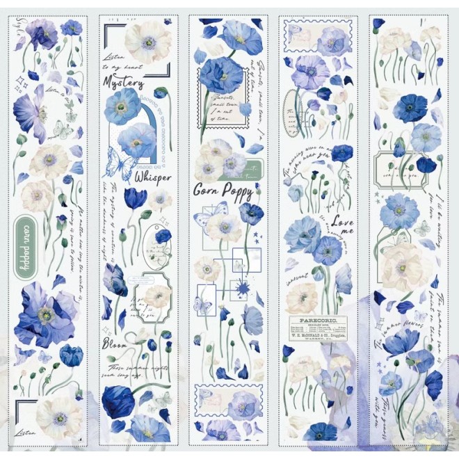 Blue poppy flower PET tape