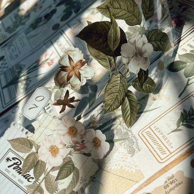 Vintage Large Flower PET tape